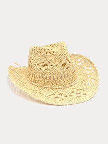 Breathable Hollow Woven Straw Hat Hat coofandy Light Yellow F(56-58) 