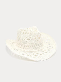 Breathable Hollow Woven Straw Hat Hat coofandy White F(56-58) 