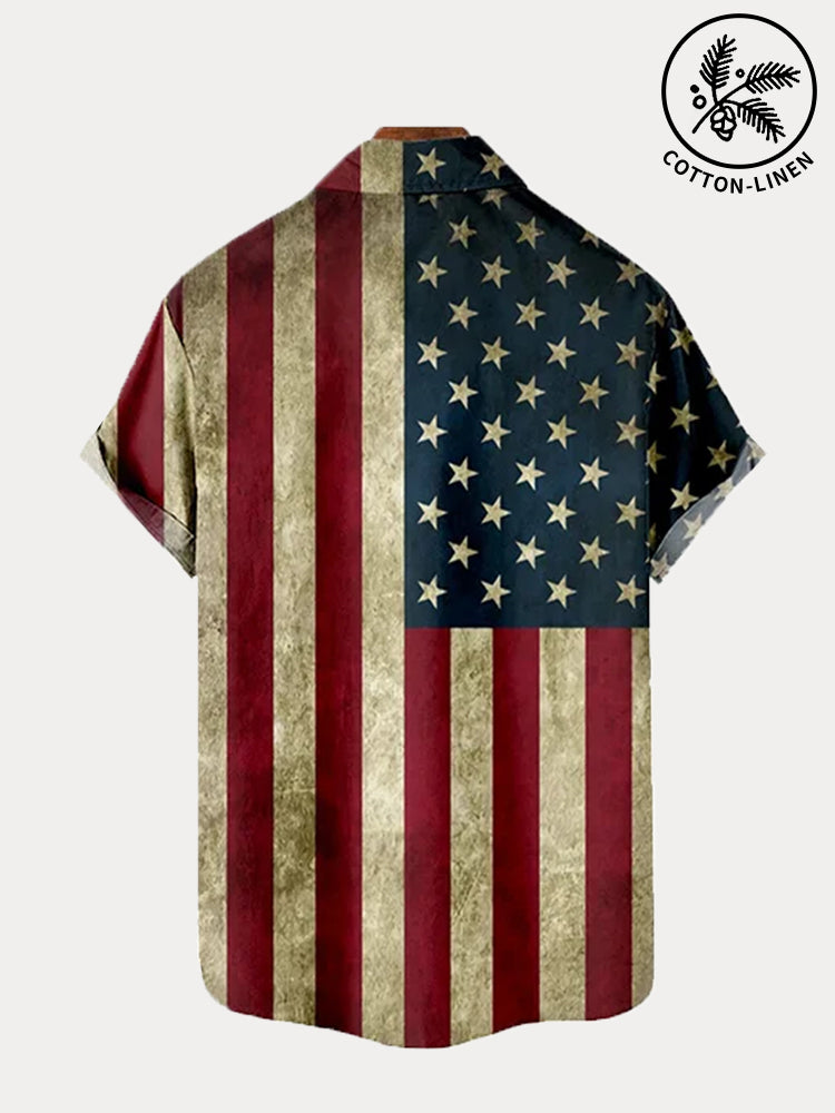 Casual Line Flag Pattern Printed Shirt
