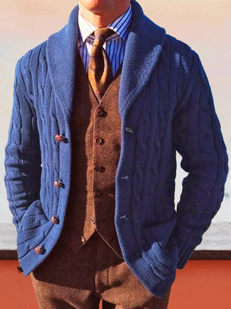Blue Cardigan Long Sleeve Knit Jacket coofandystore Navy Blue M 