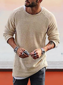 knitted crewneck long sleeve sweater coofandystore Apricot S 