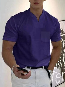 Loose V Neck Short Sleeves T-Shirt T-Shirt coofandystore Dark Purple S 