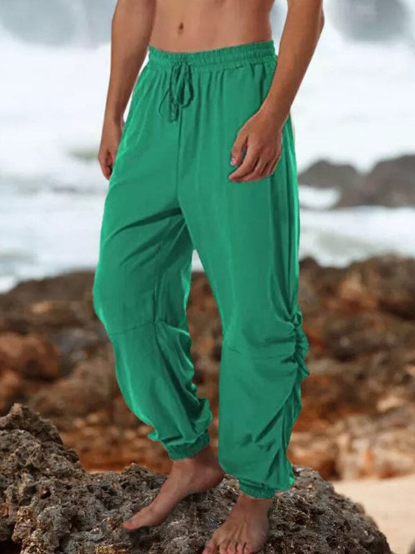 Coofandy Harem linen lace-up pants coofandy Green S 