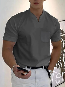 Loose V Neck Short Sleeves T-Shirt T-Shirt coofandystore Dark Grey S 