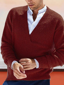V-Neck Knit Long Sleeve Sweater coofandystore Caramel S 