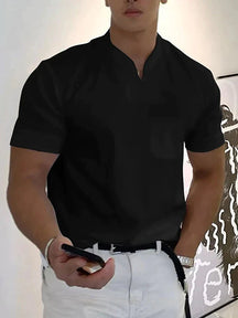 Loose V Neck Short Sleeves T-Shirt T-Shirt coofandystore Black S 