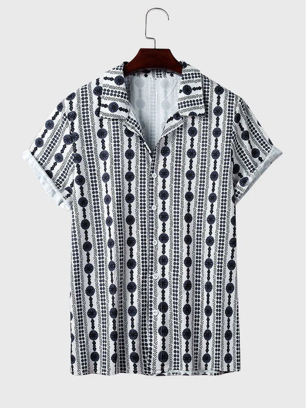Dot Pattern Short Sleeves Shirt coofandystore Grey S 