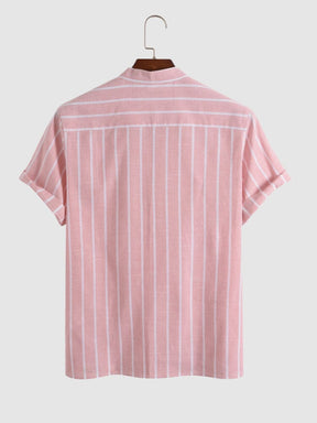 Coofandy Linen Striped Short Sleeve Shirt coofandystore 