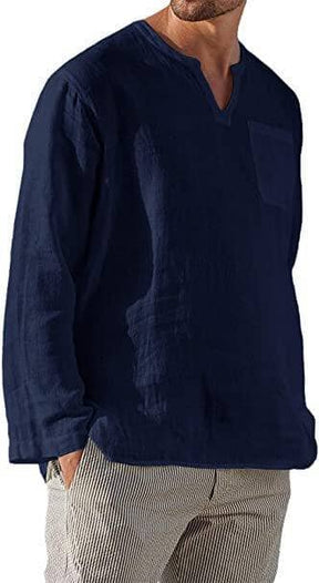 Coofandy V-neck Casual Beach Shirts Shirts coofandy Navy Blue S 