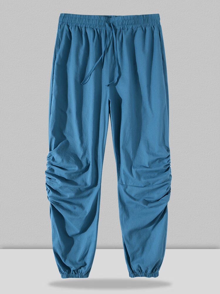 Coofandy Harem linen style lace-up pants coofandystore Blue S 