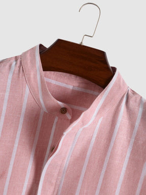 Coofandy Linen Striped Short Sleeve Shirt coofandystore 