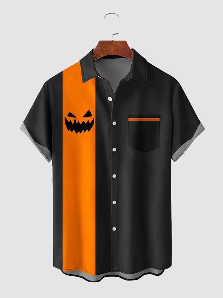 Halloween Pattern Short Sleeves Shirt 13 coofandystore Black M 