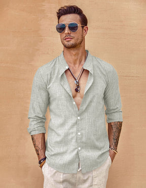 Coofandy Long Sleeve Button Down Shirt Shirts coofandy Light Grey M 
