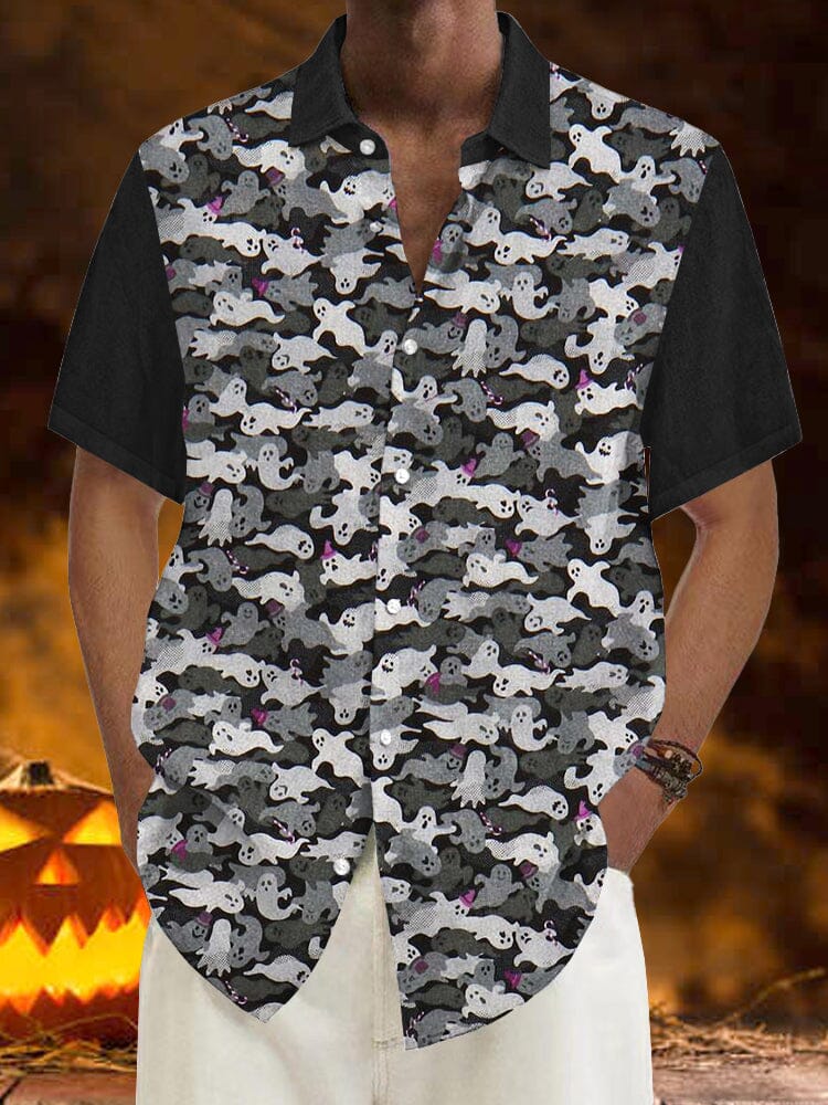 Coofandy Halloween Pattern Short Sleeves Shirt 18 coofandystore Black M 