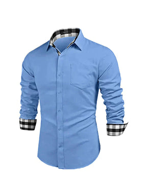 Coofandy Plaid Collar Linen Style Long Sleeves Shirt Shirts coofandy 