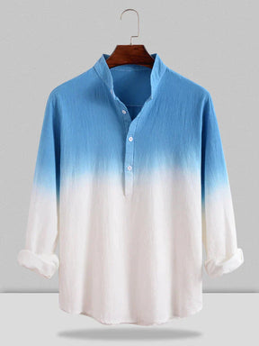 Tie Dye Linen Style Long Sleeves Shirts coofandystore Dark Blue S 