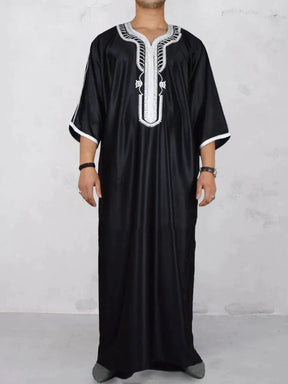 Black Cotton Mid-sleeve Robe coofandystore Black M 