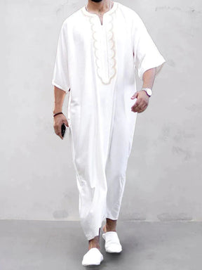 White Cotton Mid-sleeve Robe Robe coofandystore White M 