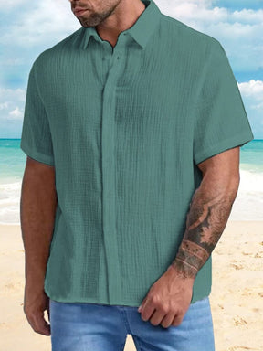 wrinkled slim fit shirt top coofandystore Green M 