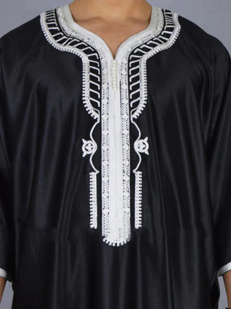 Black Cotton Mid-sleeve Robe coofandystore 