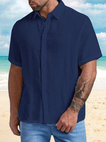 wrinkled slim fit shirt top coofandystore Navy Blue M 
