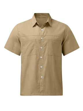 Linen Style Short Sleeve Two Pocket Shirt coofandystore 