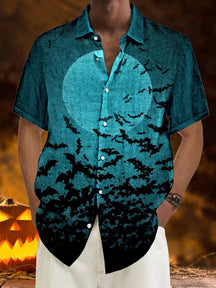 Halloween Pattern Short Sleeves Shirt 22 coofandystore Blue M 