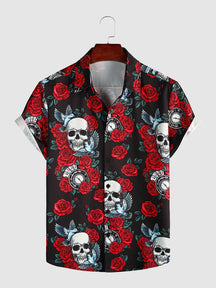 Halloween Pattern Short Sleeves Shirt 2 coofandystore Red M 