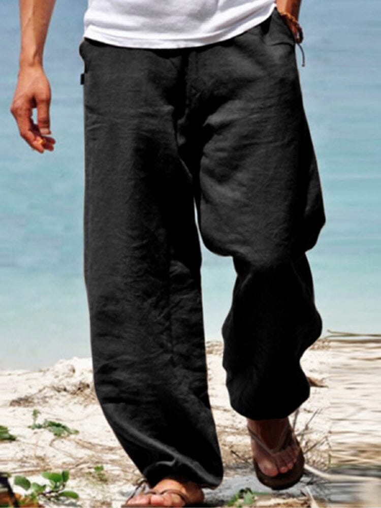 Coofandy Cotton Beach Casual Trousers coofandy Black XS 