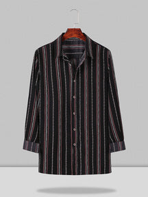 Coofandy Striped Pattern Shirt coofandystore Black S 