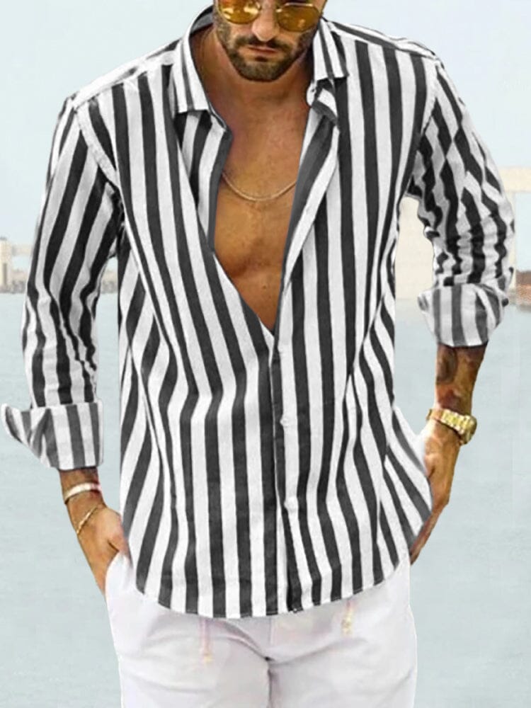Coofandy Striped Cotton Style Shirt 3 Shirts coofandy Black S 