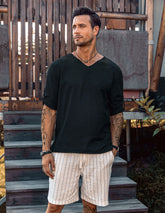 Coofandy Cotton Linen Style Beach Shirt Shirts coofandy Black M 