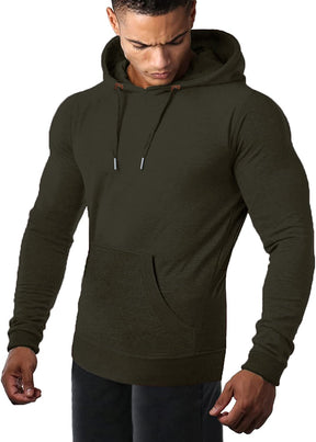 COOFANDY Men's Athletic Hoodie Long Sleeve Drawstring Sports Pullover Hooded Casual Fashion Sweatshirt with Pockets Fashion Hoodies & Sweatshirts Coofandy's Army Green Small 