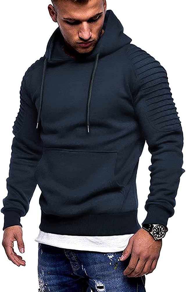COOFANDY Men's Workout Hoodie Lightweight Gym Athletic Sweatshirt Fashion Pullover Hooded With Pocket Coofandy's Navy Blue Medium 