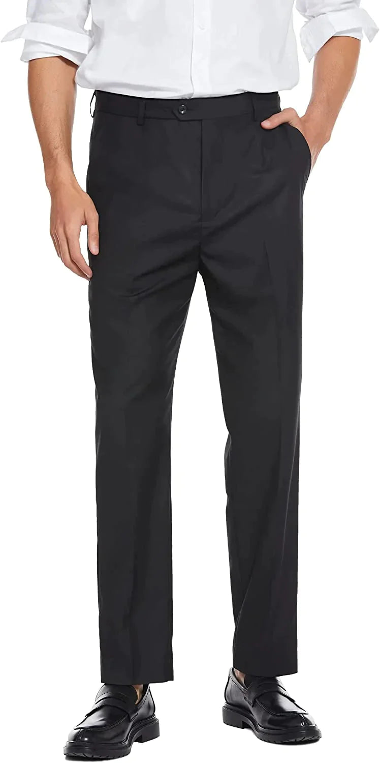 Classic Fit Flat Front Straight Pants (US Only) Pants COOFANDY Store Black 30W x 28L 
