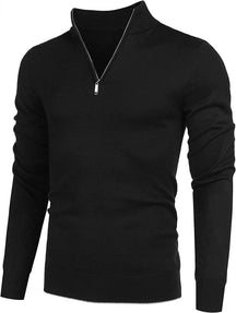 Zip Up Slim Fit Lightweight Pullover Polo Sweater (US Only) Fashion Hoodies & Sweatshirts COOFANDY Store Black S 