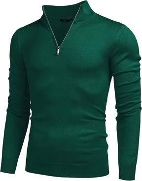 Zip Up Slim Fit Lightweight Pullover Polo Sweater (US Only) Fashion Hoodies & Sweatshirts COOFANDY Store Dark Green S 