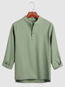 Loose V Neck Linen Shirt Shirts coofandystore Army Green M 