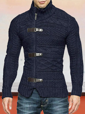 Coofandy Turtleneck Button Long Sleeve Knit Sweater coofandystore Navy Blue S 