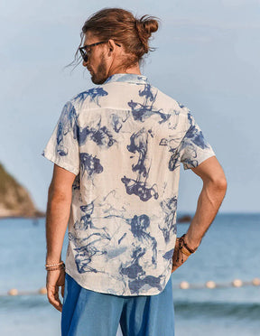 ethnic floral short-sleeved shirt coofandystore 