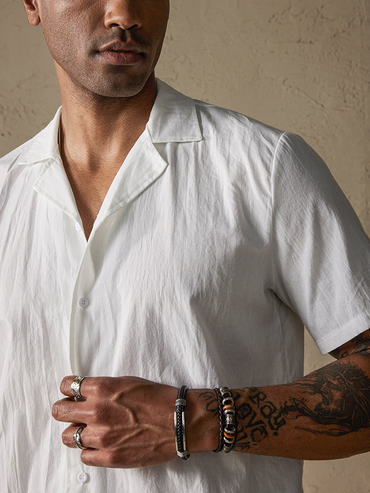 Classic Solid Cotton and Linen Casual Button Shirt