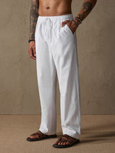 Casual Loose Fit Cotton Linen Straight Pants Pants coofandystore White S 