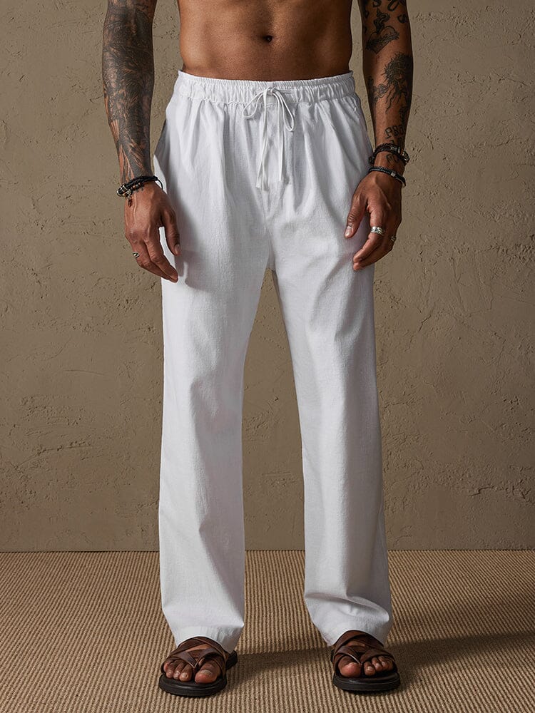 Casual Loose Fit Cotton Linen Straight Pants Pants coofandystore 