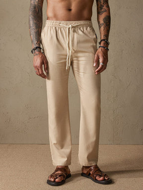 Casual Cotton Linen Cozy Drawstring Pants Pants coofandystore Khaki M 