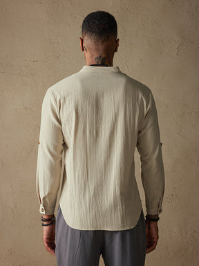 Casual Cotton Linen Solid Color Shirt