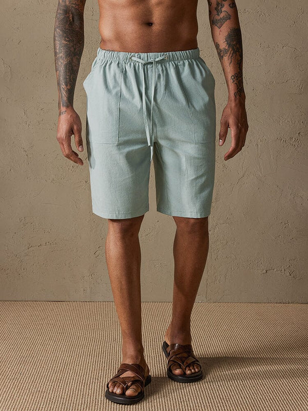 Cotton Linen Beach Drawstring Casual Shorts Shorts coofandystore Light Green S 