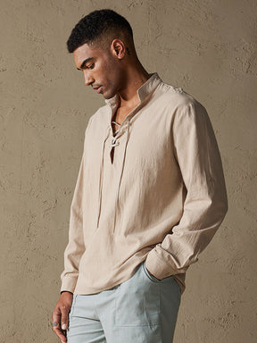Cotton Long Sleeves V Neck Shirt