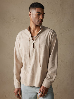 Cotton Long Sleeves V Neck Shirt