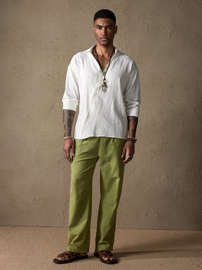 Linen Style Solid Casual Shirt