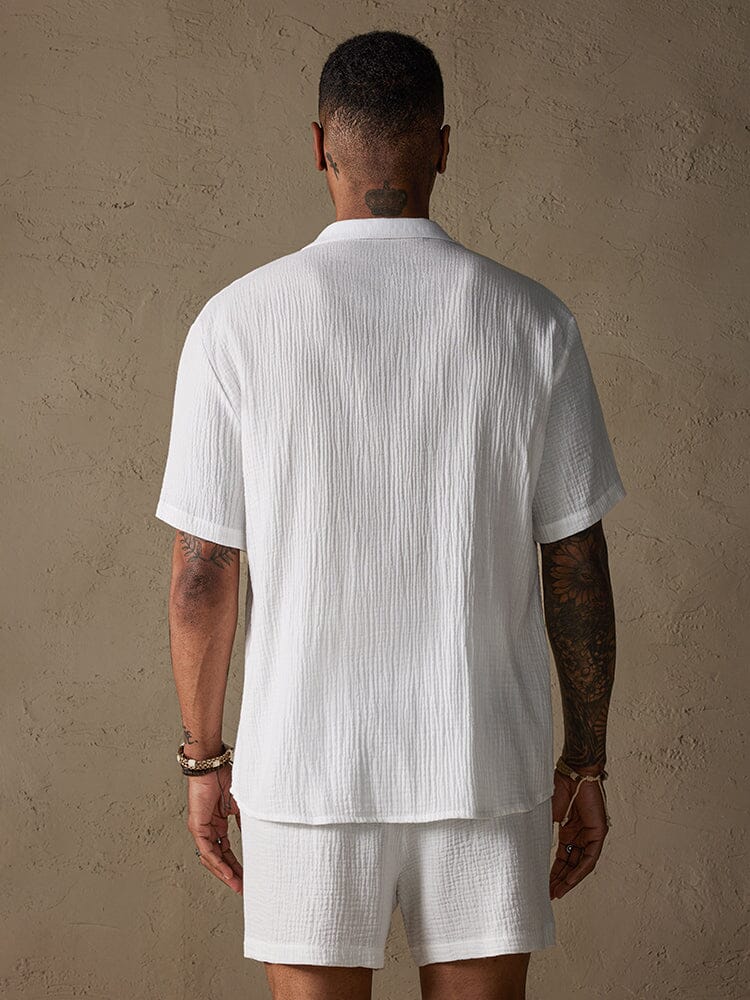 Casual Linen Short Sleeve Shirt Set Sets coofandystore 